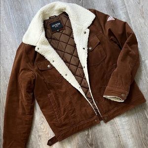 Guess brown corduroy coat size M. Sherpa lined!